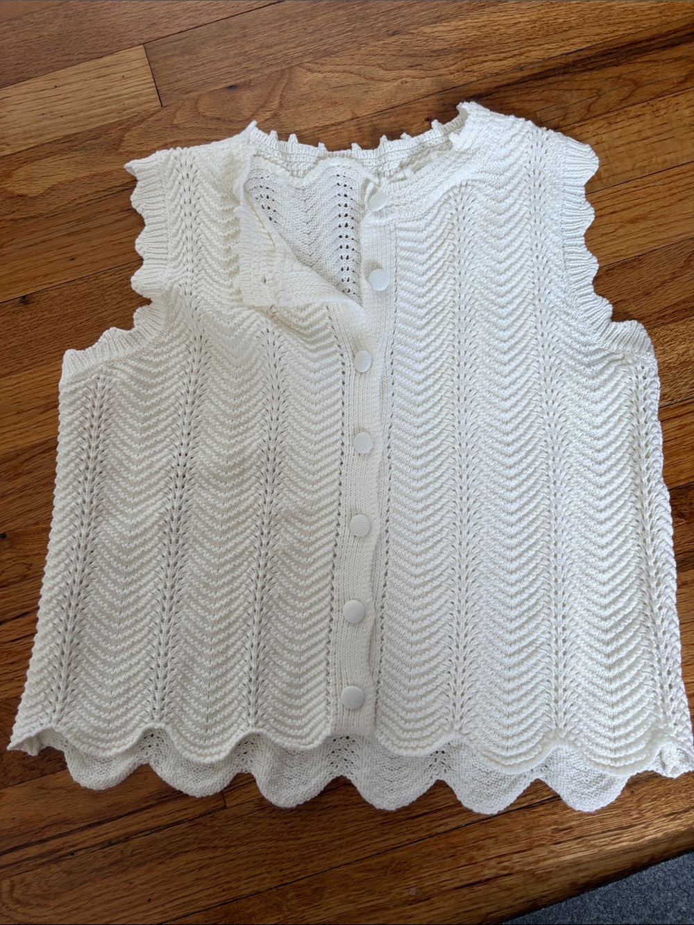 Cream Sleeveless Knit Button-Front Cardigan Vest